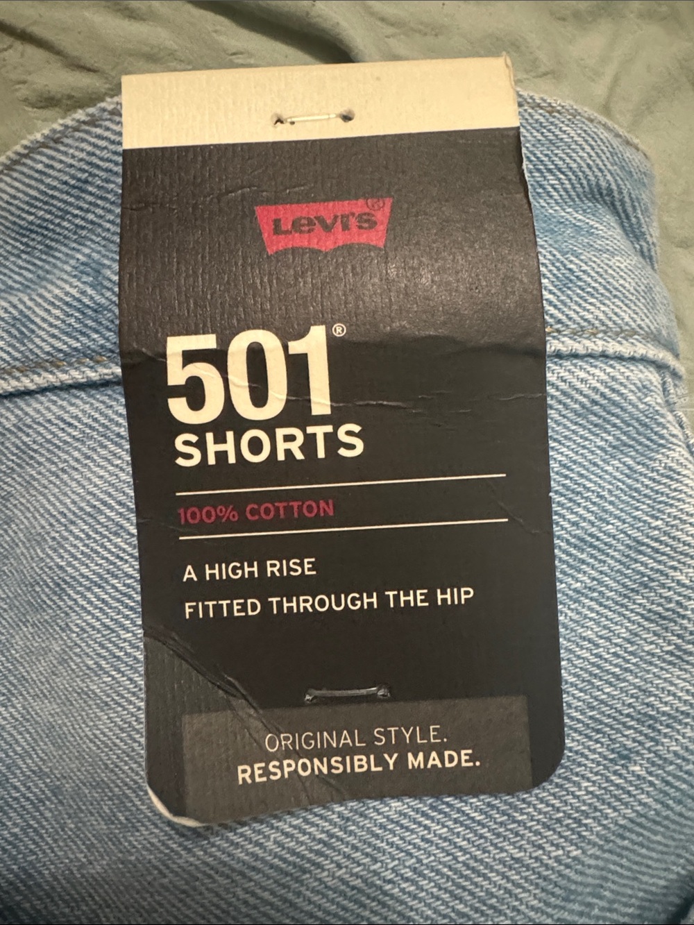 Levi's Light Blue Distressed High-Rise Jean Shorts - Picture 3 of 4